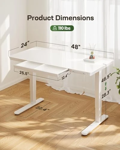 Glass Standing Desk with Drawer — Stands, Marsail