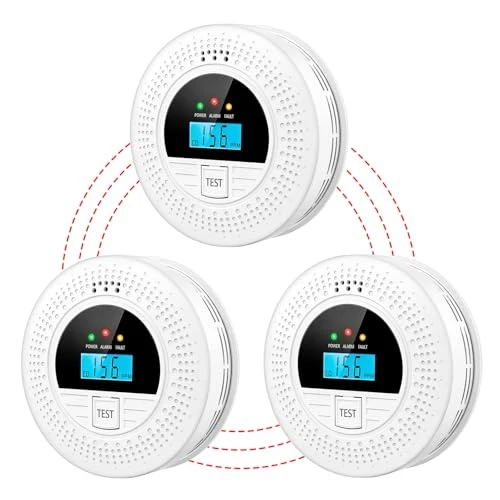 Interconnected Smoke Detectors and Carbon Monoxide Alarm 3-Pack, WUZETIAN
