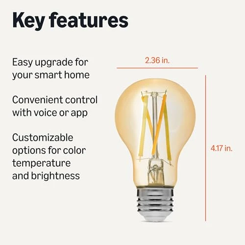 Smart Filament LED Bulb — Smart Light Bulb, Amazon Basics