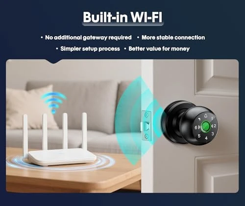 WiFi Smart Fingerprint Door Knob Lock with Keypad — Card Readers, Swikitec