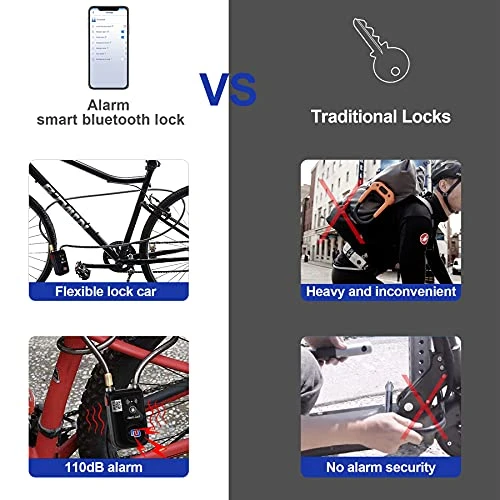 Bluetooth Bike Lock with Alarm — Cable, NUNET