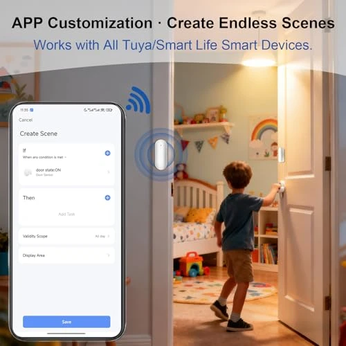 Magnetic Door Sensor Alarm with App Alerts — Smart Home Security, WARROXIDE