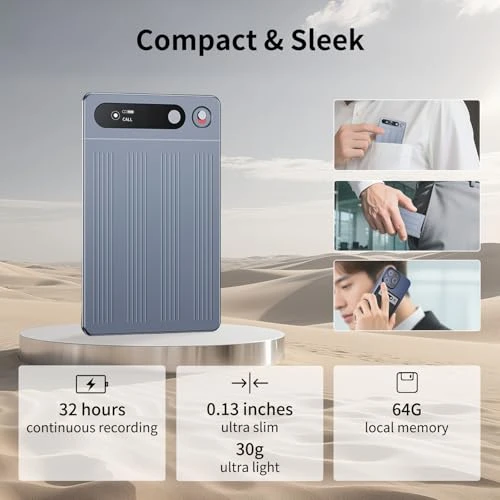 Portable Note Voice Recorder with Case — Voice Recognition & Productivity Software, Rpbznr