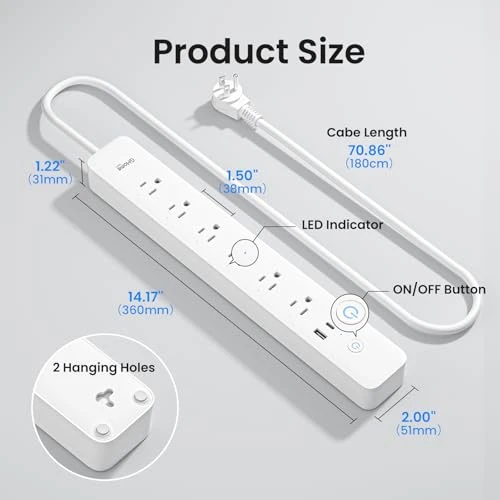 Smart Power Strip with Surge Protection — Power Solutions & Surge Protection, GHome Smart