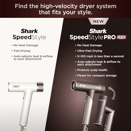 SpeedStyle Pro Flex Professional Performance High-Velocity Hair Dryer System with Scalp Shield & IQ Speed Styling and..., Shark