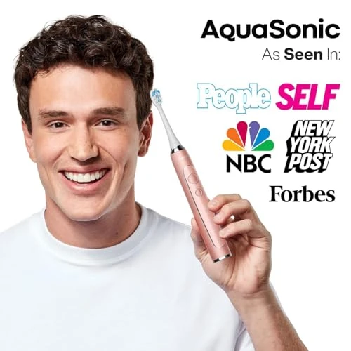 Ultra-Whitening Electric Toothbrush with UV Sanitizing Base — Ultrasonic, AquaSonic