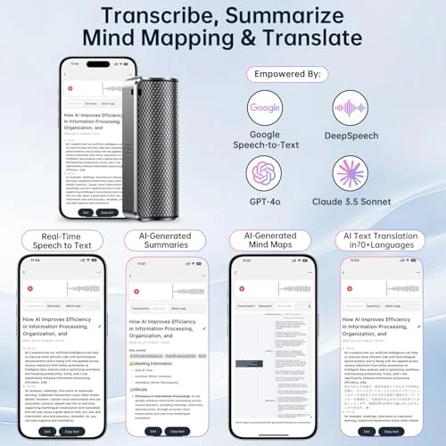 Voice Recorder with Real-Time Transcription and Translation — Portable Audio Recorders, Zotduo