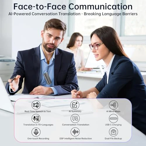 Voice Recorder with Real-Time Transcription and Translation — Portable Audio Recorders, Zotduo