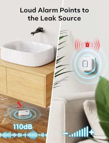 Wi-Fi Water Leak Detector 4 Pack — Water Leak Detection Systems, Maxcio