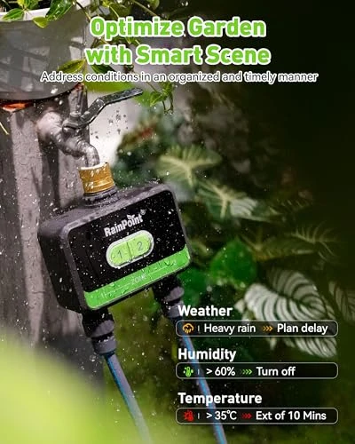 WiFi Water Timer for Garden Hose with Brass Inlet — Irrigation System, RainPoint