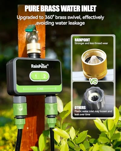 WiFi Water Timer for Garden Hose with Brass Inlet — Irrigation System, RainPoint