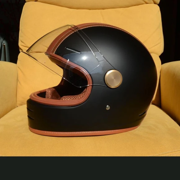 Retro Motorcycle Cruise Leather Smart Bluetooth Helmet, Reliable tool