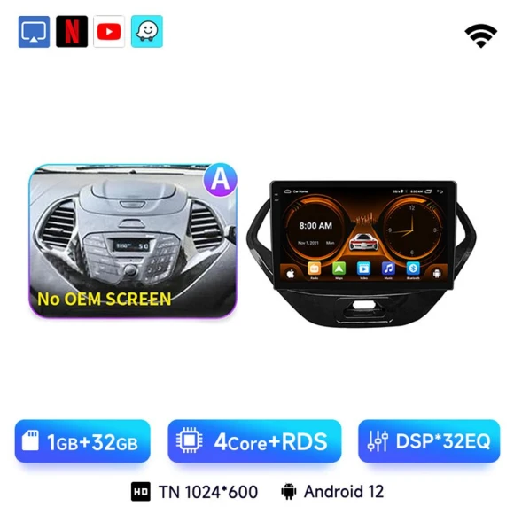 9-inch Car Radio with Android 12, GPS Navigation, Wireless CarPlay, Rear Camera, 360 View, WiFi, Bluetooth, and 4G — Car Infotainment System, AutoSphere