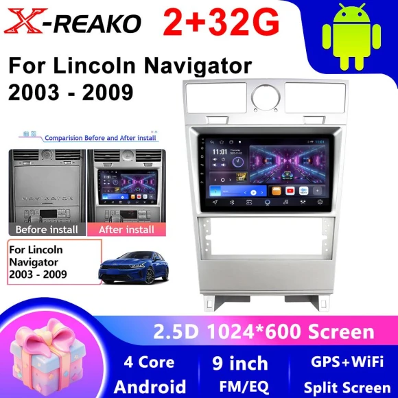 Android Car Radio Stereo Multimedia Player with GPS Navigation, Carplay, Android Auto, DVD — Car Infotainment System, X-REAKO