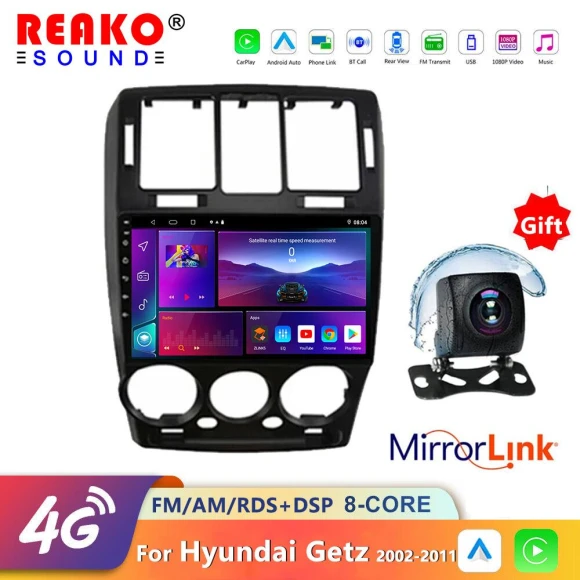 Car Radio with Wi-Fi, Stereo Multimedia for Hyundai Getz 1 2002-2011 with Android Button 2Din GPS Navigation Carplay... — Car Infotainment System, Reakosound