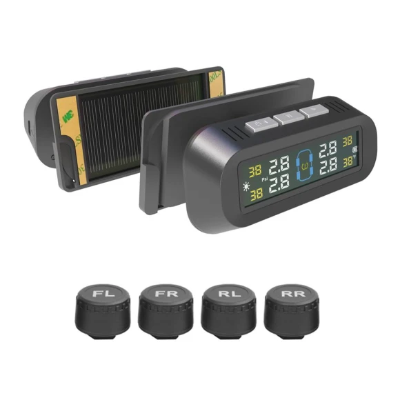 Solar Car Tire Pressure Monitoring System with Digital Color Display — TPMS, Auto Launcher