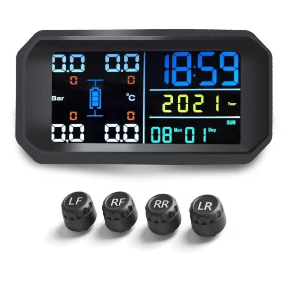 Solar-Powered Digital Tire Pressure Measurement System — TPMS, Cars Auto Home