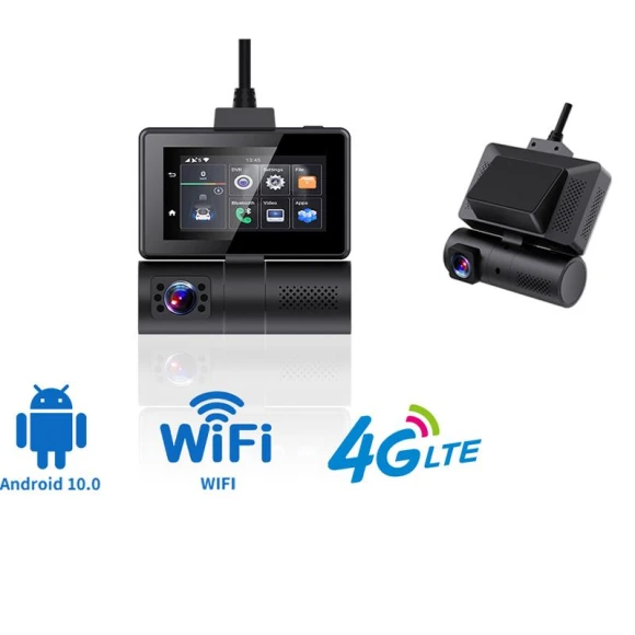 Touch ADAS 4G Android Dash Cam DVR Remote Parking Monitor with WIFI GPS Dual Lens Two-Way Talk Live Streaming — Dash Cam, JOHO