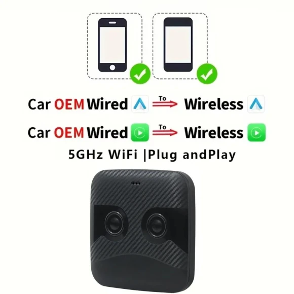 Wireless CarPlay and Android Auto 2-in-1 Box Adapter — Car Infotainment System, Kebidumei