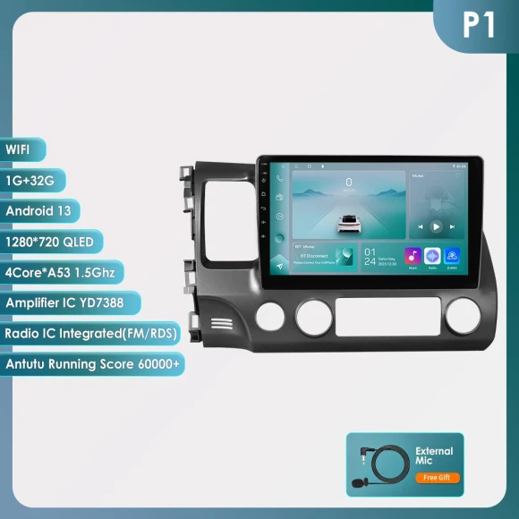 2-DIN Android 13 Car Radio for Honda Civic 2006-2011 — Car Infotainment System, Hizpo