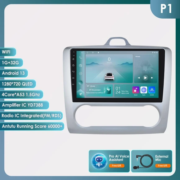 2-DIN Android Car Multimedia Video Player with GPS Navigation, CarPlay, Intelligent 4G WiFi — Car Infotainment System, Hizpo