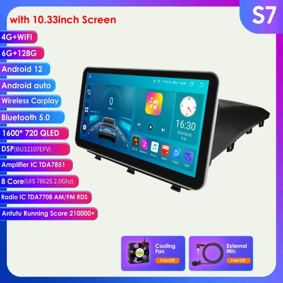 9-10.33 Inch 2DIN Android Car Radio with GPS, CarPlay, 4G, RDS, S7 8-Core, 6GB RAM, 128GB Storage — Car Infotainment System, Hizpo