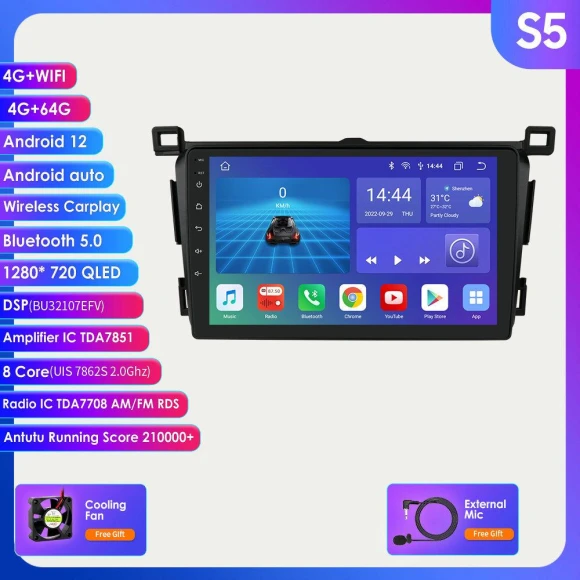 9-inch 4G CarPlay 2-DIN Android Car Multimedia Video Player — Car Infotainment System, Hizpo