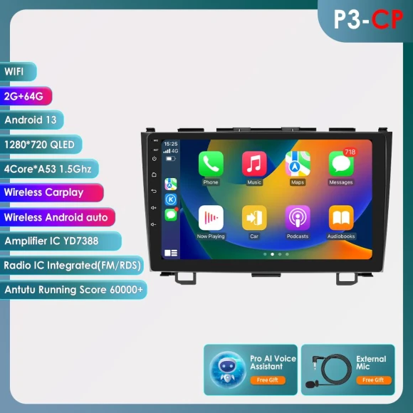 Android 13 Car Stereo with GPS Navigation and CarPlay — Car Infotainment System, Hizpo
