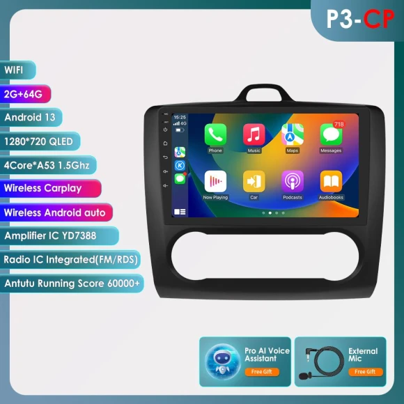Android Car Radio Multimedia Video Player with GPS Navigation and CarPlay — Car Infotainment System, OSSURET