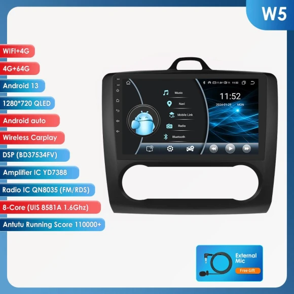 Android Car Radio with GPS Navigation and CarPlay — Car Infotainment System, Hizpo