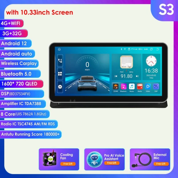 Car Multimedia Player with GPS Navigation and AI — Car Infotainment System, Hizpo