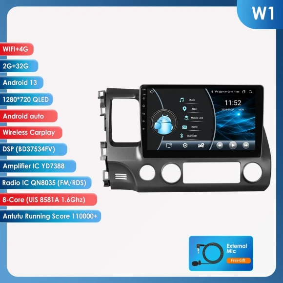 Car Multimedia Video Player with GPS Navigation, RDS, 4G, and CarPlay — Car Infotainment System, Hizpo