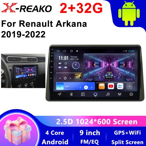 Car Radio with 4G, Bluetooth, Wireless CarPlay, Android Auto, FM/AM/RDS, 4-core processor, 2GB RAM, 32GB storage — Car Infotainment System, X-REAKO