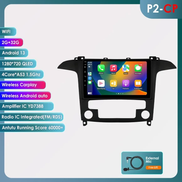 Carplay 4G Android 13 Car Radio for Ford S-Max 2007 - 2015 — Car Infotainment System, OSSURET