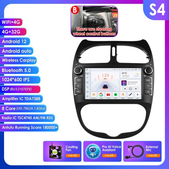 Intelligent Android Car Stereo with Wireless CarPlay — Car Infotainment System, OSSURET