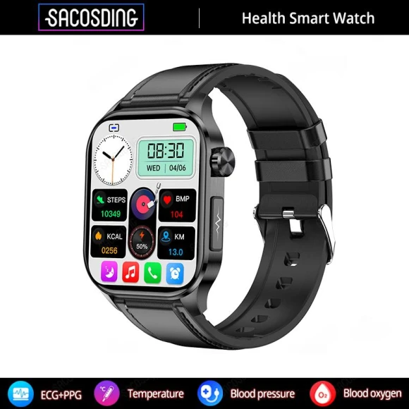 Smartwatch with ECG, PPG, Blood Pressure, Temperature Monitoring, Health Management, Bluetooth Calling, Sports,... — Smart Watch, SACOSDING