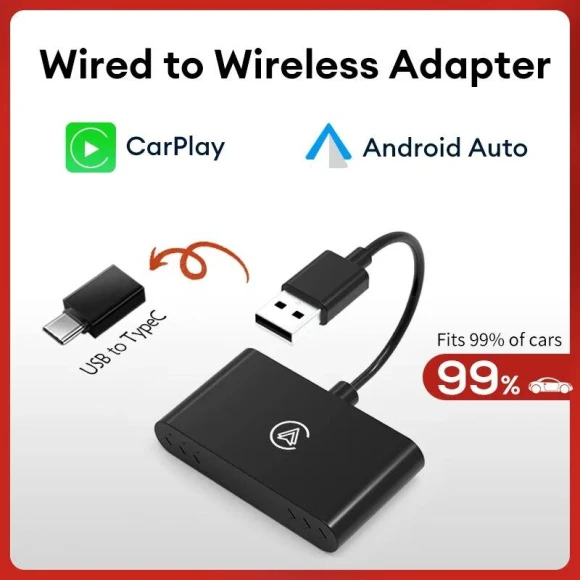 Wireless CarPlay and Android Auto Adapter Box — Car Infotainment System, ZoomSpark