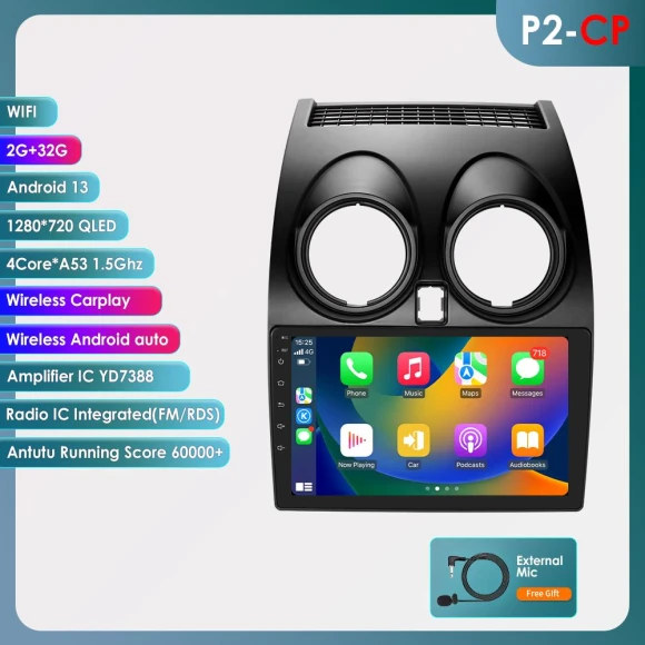 4G LTE Octa-Core 2 DIN 9-Inch Smart Car Multimedia Player with GPS Navigation, DSP Support, CarPlay, and Android Auto — Car Infotainment System, Hizpo