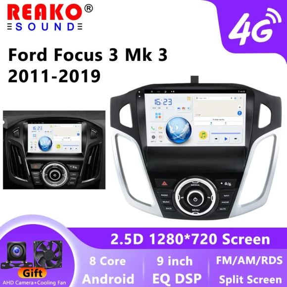 Android 11 2 Din 9 Car Stereo for Ford Focus 2012-2017 with Carplay/Android Auto GPS WIFI Bluetooth FM — Car Infotainment System, Reakosound