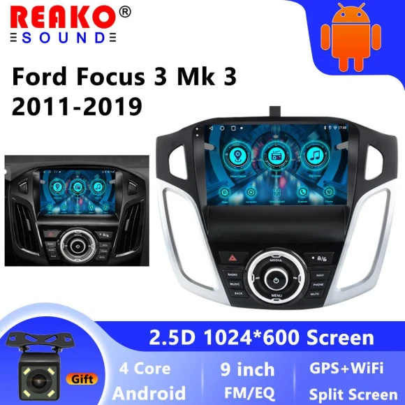 Android 11 2 Din 9 Car Stereo for Ford Focus 2012-2017 with Carplay/Android Auto GPS WIFI Bluetooth FM 2+64+4LED — Car Infotainment System, Reakosound