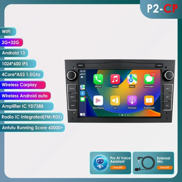 Android Car Stereo with DSP, Wireless CarPlay, and AI for Opel/Vauxhall Vehicles — Car Infotainment System, Hizpo