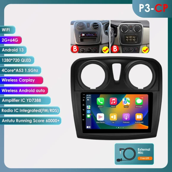 CarPlay 4G Android 13 Multimedia Video Player GPS 2DIN Car Stereo — Car Infotainment System, OSSURET