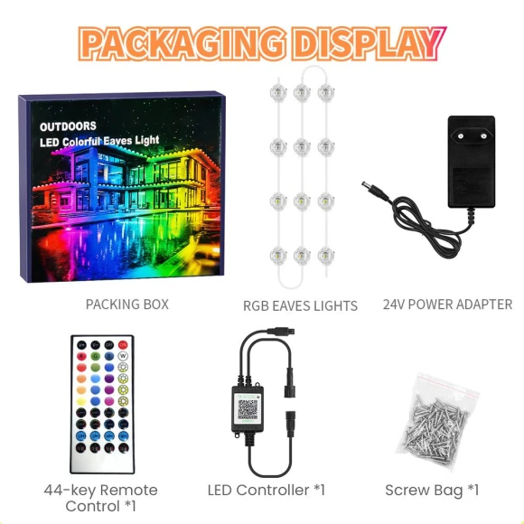 Outdoor Lights String RGB Eaves LED Lights Permanent APP Control Light Strip Music Mode Full House Party Wedding... — LED Strip Lights, Mellow Home