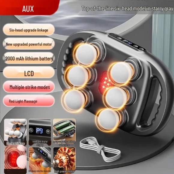 Smart 6-Head Cervical Neck Massager — Massage Gun, AUX