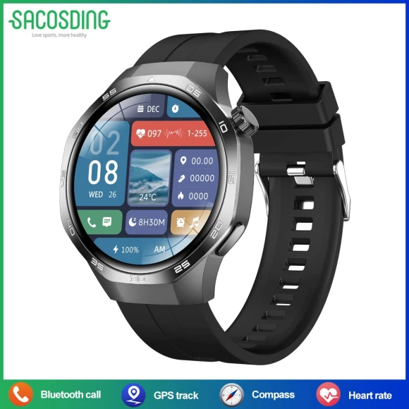 Smart Watch with GPS, HD AMOLED Display, Heart Rate Monitor, Bluetooth Calling, Waterproof — Fitness Tracker, SACOSDING