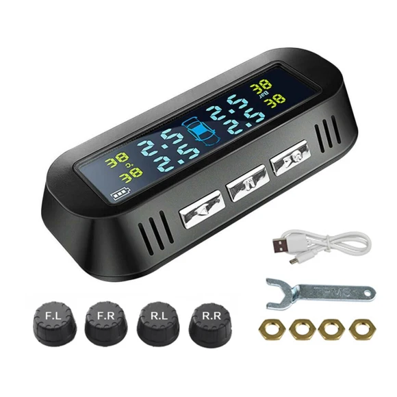 Universal Wireless Tire Pressure Monitoring System with Solar Watch and LCD Display — TPMS, TOP-HOME MALL