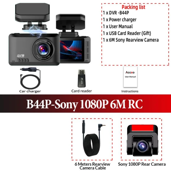 4K Dash Cam Magnetic Mount Black Box with WIFI/GPS Support — Dash Cam, E-ACE