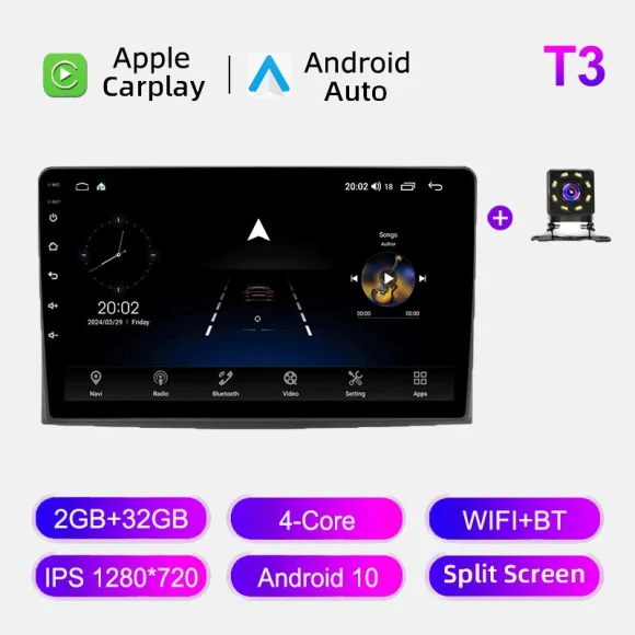Android Auto Carplay Multimedia Player with GPS Navigation and Bluetooth WiFi — Car Infotainment System, GHLHS