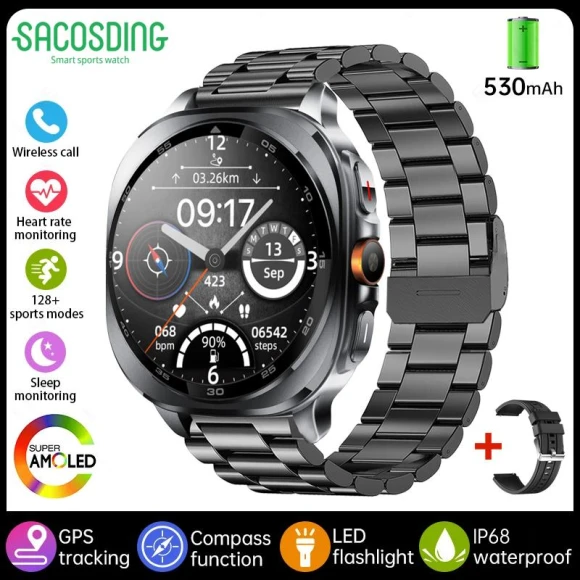 Military Smartwatch with AMOLED Display — Smart Watch, SACOSDING