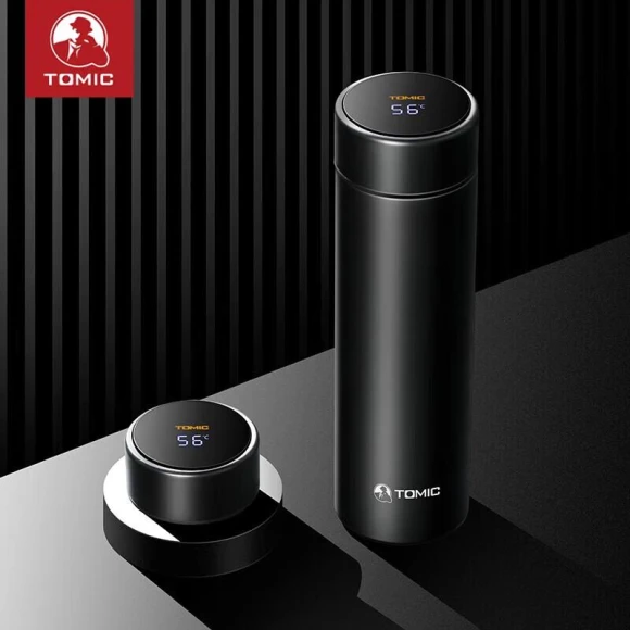 Smart Temperature Display Vacuum Flask with Tea Filter — Smart Water Bottle, TOMIC